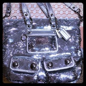 Coach Silver Sequin Poppy Spotlight Bag